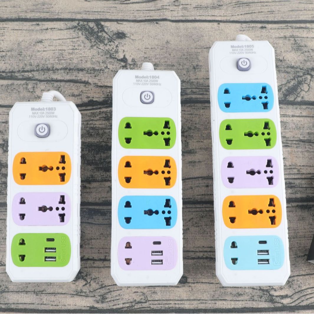 出口独立开关彩色面片 多孔位家用系列小英插美规欧式插座