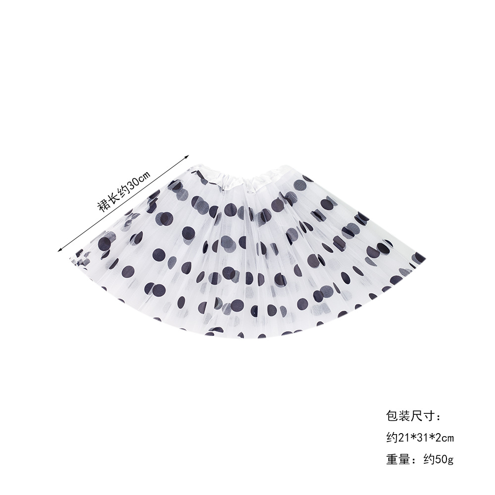 Falda de gasa blanca con puntos negros
