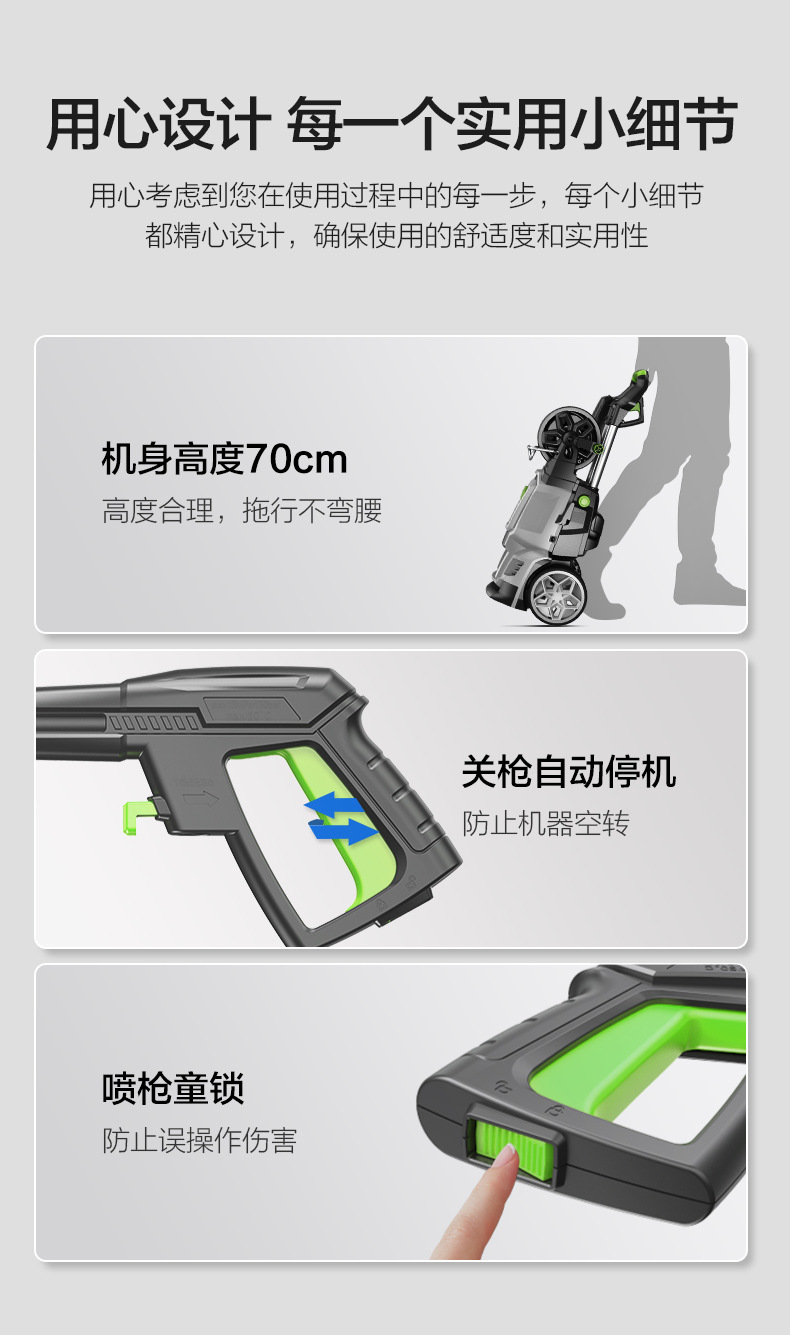 Greenfield Car Washing Machine 2500W Sensor High-Power Household Car Washing Machine High-Pressure Cleaning Machine Guard-D7Idn