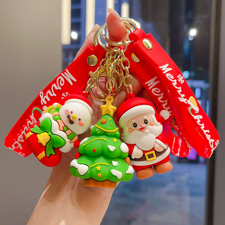 国境を越えたサンタクロースのキーホルダークリスマスペンダントクリスマスツリートナカイ人形バッグキーホルダープレゼント卸売り|undefined