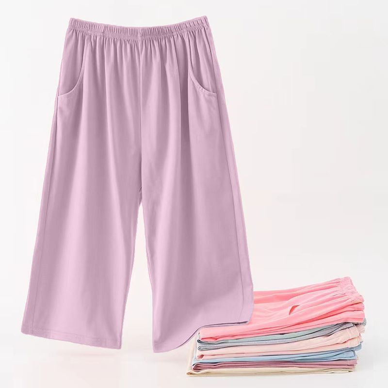 2026 New Style Women's Summer Thin Cotton Loose-Fitting Cropped Pajama Pants, Large Size, Solid Color, Casual Versatile Home Pants 2026 New Style Women's Summer Thin Cotton Loose-Fitting Cropped Pajama Pants, Large Size, Solid Color, Casual Versatile Home Pants