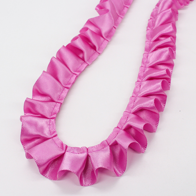 Fabricantes al por mayor de 2.5cm de ancho poliéster único borde de loto plegado cinta DIY accesorios de ropa hecha a mano cinta de encaje decoración image 12