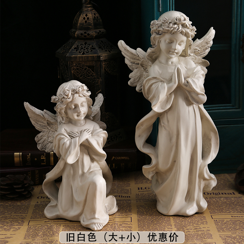 Ángel retro europeo adornos estatuas de yeso de resina americana escultura accesorios de decoración de escritorio de chicas