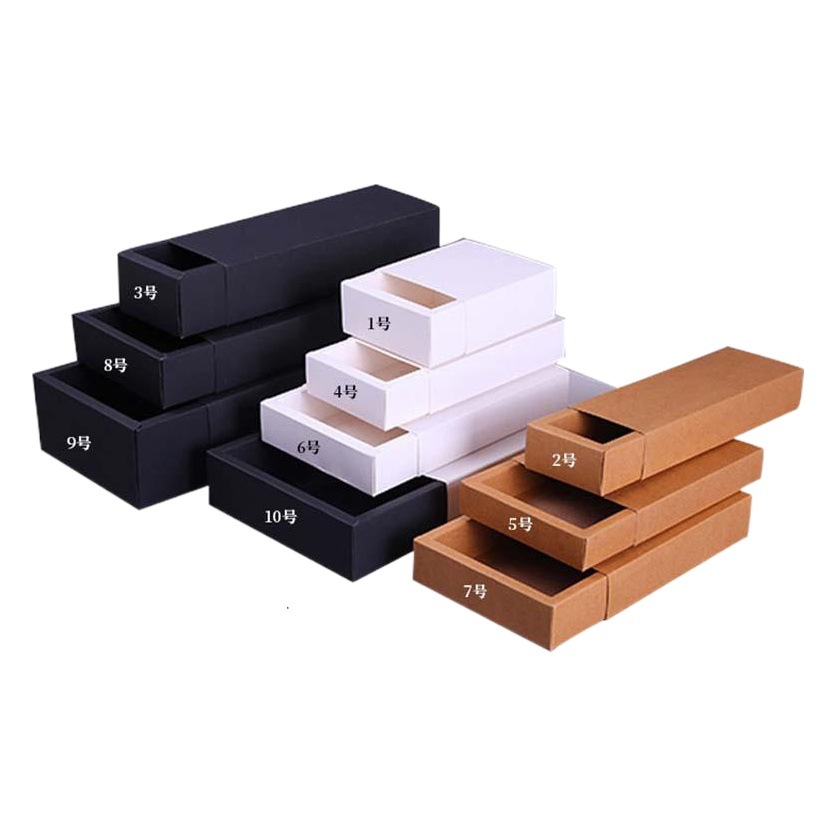 En stock caja de cajón Tarjeta blanca tarjeta negra Impresión de cartón LOGO calcetines ropa interior caja de embalaje caja de papel Kraft caja de color