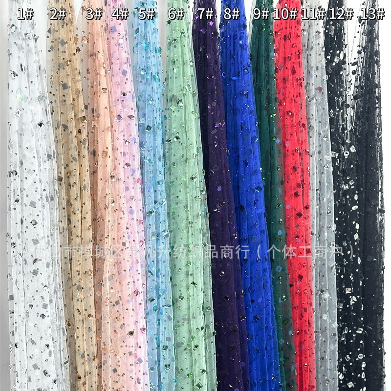 Diamante de forma especial multicolor, punto completo, venta al por mayor, vestido de tela de malla de diamantes calientes, vestido de fiesta de moda, tela