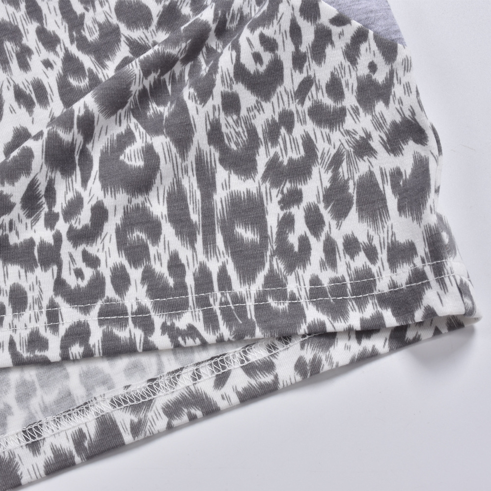 hot spring summer new contrast leopard print loose short-sleeved T-shirt NSKL53257