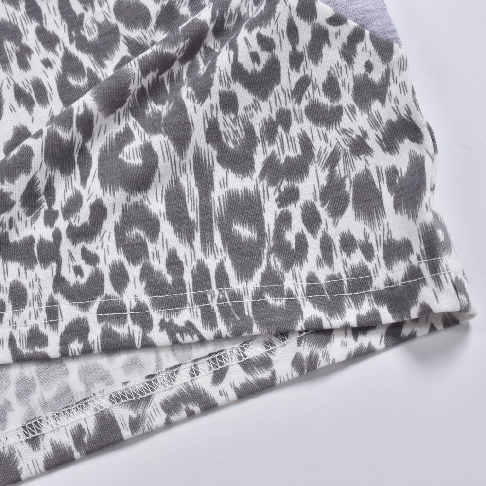 primavera caliente verano nuevo contraste estampado de leopardo suelta camiseta de manga corta NSKL53257