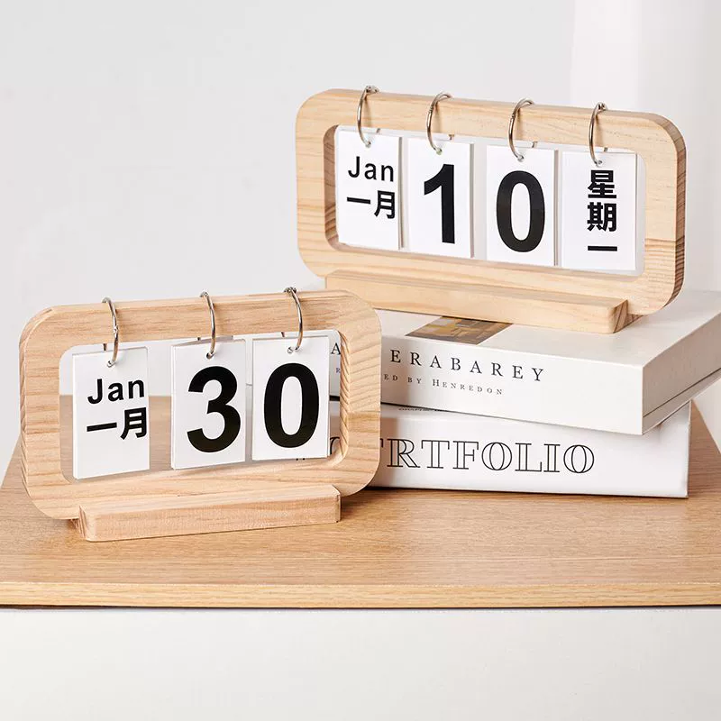 Креативный настольный календарь с орнаментом, настольный календарь для спальни, гостиной, ретро, ​​деревянный, раскладной, украшение для комнаты, литературный орнамент