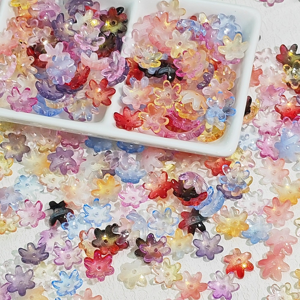 捷克琉璃花托小花朵通孔手机壳儿童古风DIY汉服发簪手链饰品配件