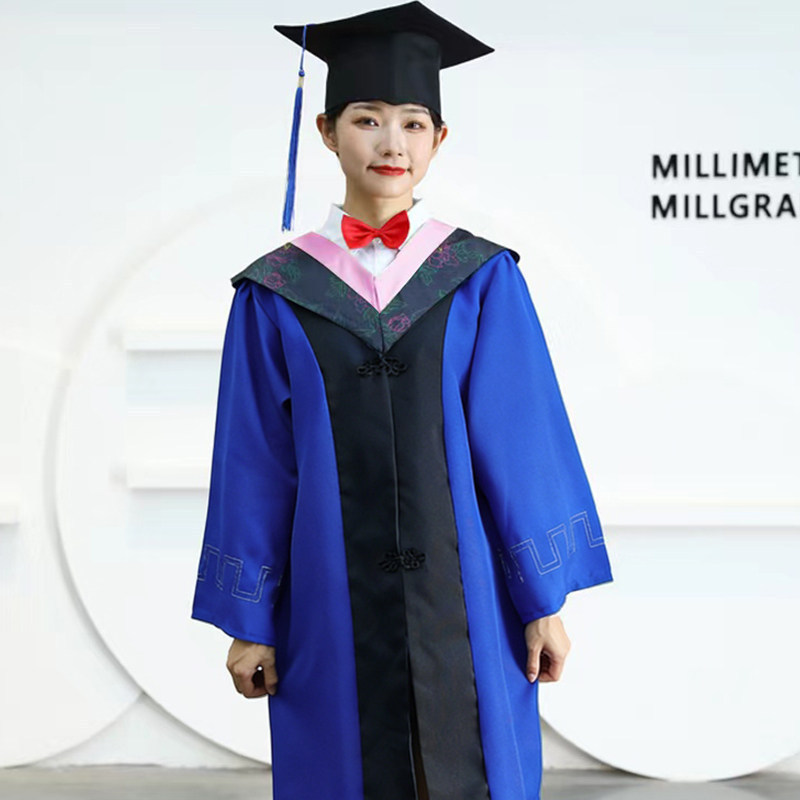 Bright Blue Master's Gown for Male and Female Graduate Students, Graduation Season Photography Outfit, Graduation Gown for Liberal Arts and Science Master's Degrees