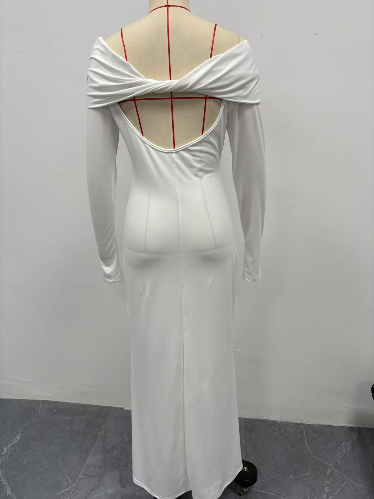 2025 Foreign Trade European And American Women's Clothing Cross Backless Sexy Off-Shoulder Elegant Long Dress_ecoleips.com