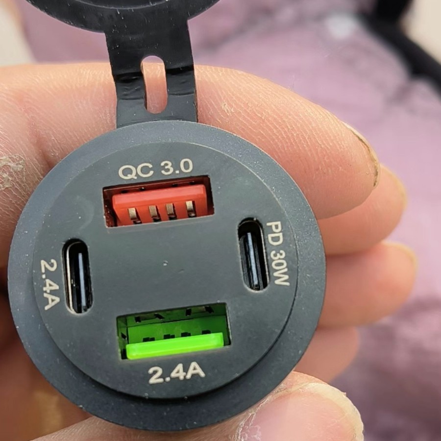 Electric Vehicle Motorcycle Digital Display Modified Car Charger Pd+Qc3.0 Fast Charging Type-C Mobile Phone Car Charger