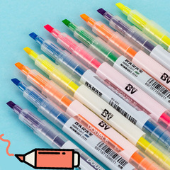 Dual-ended fluorescent highlighter notebook pen large capacity wholesale set of 6 colorful candy emphasis pen marking pen