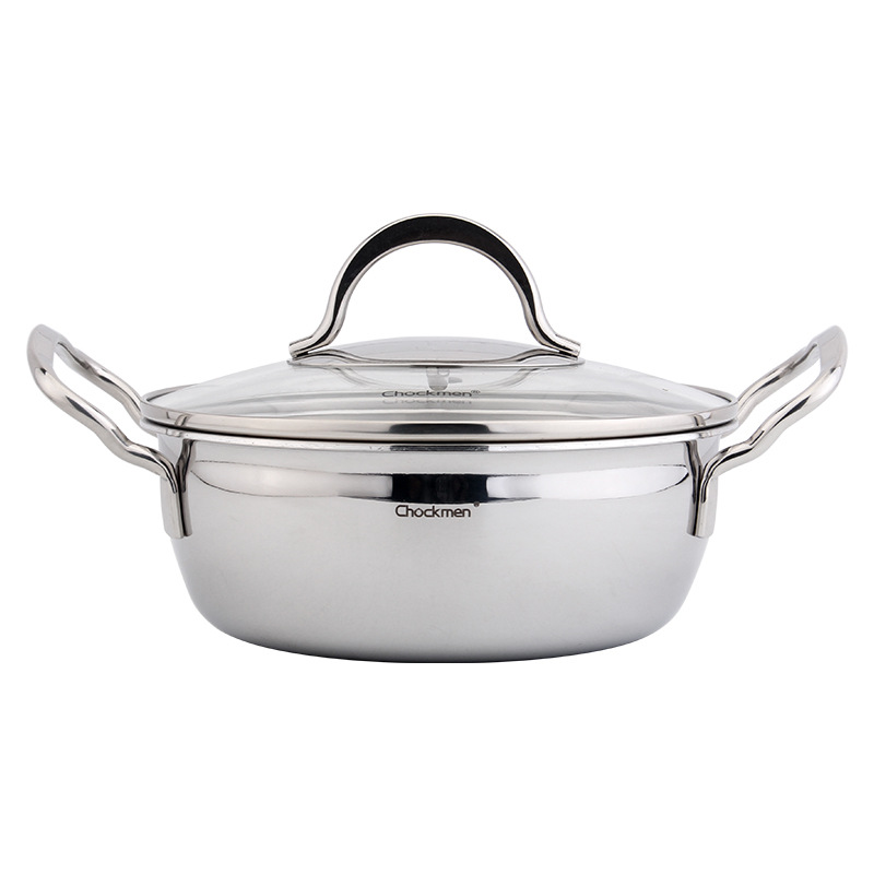 Zhuo Deming 18 / 10 dos orejas con cubierta de una olla de fideos hervido de fideos hervidos de arroz de arroz de 18 / 22cm