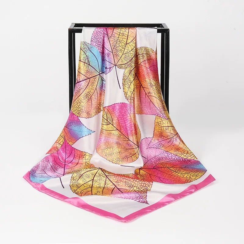 90 평방 스카프 [석양 잎-핑크]