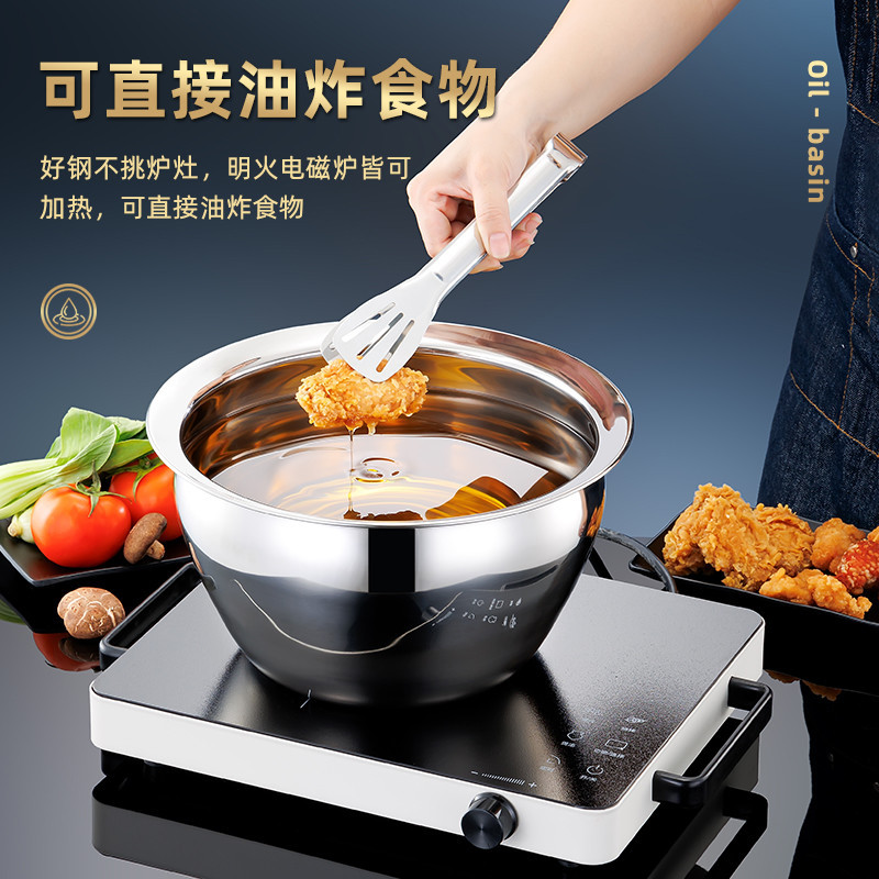 Grado alimenticio de acero inoxidable extra grueso con cubierta cocina comercial cerdo maceta doméstica grueso tanque de aceite cilindro de aceite