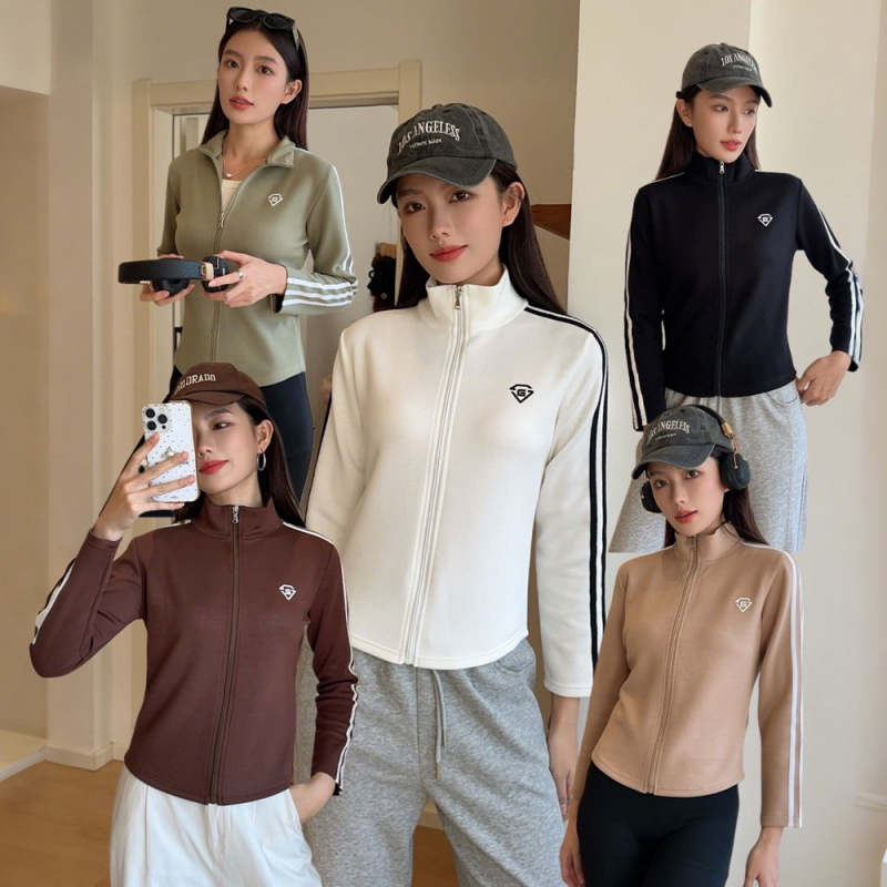 轻盈舒适~蓄暖保温百搭显瘦上衣女秋季设计感立领瑜伽外套F877|undefined