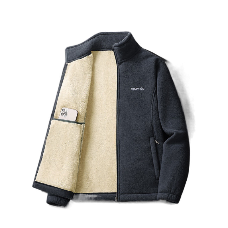 Otoño y invierno chaqueta de hombre coreano más terciopelo grueso calentamiento chaqueta de terciopelo de mediana edad de cuello vertical chaqueta casual de terciopelo