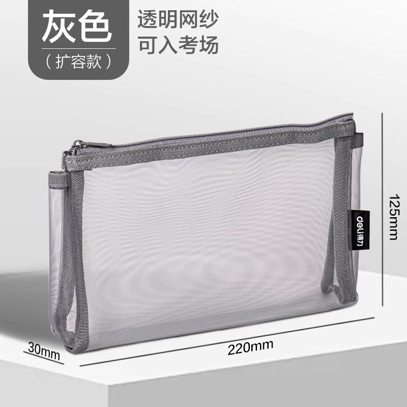 Bolsa de bolígrafo de expansión triangular Délix bolsas de bolígrafo de papelería de gran capacidad bolsas de bolígrafo de malla transparente de alto valor facial