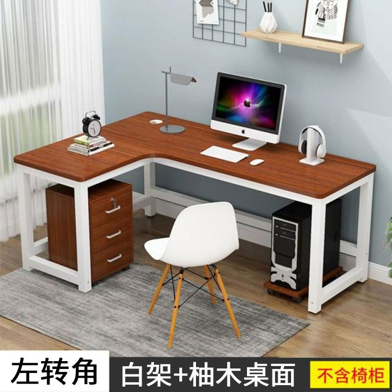왼쪽 코너 흰색 다리 티크 테이블 상단