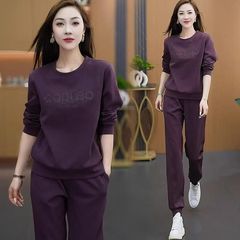外贸跨境运动套装女2025春秋季时尚穿搭休闲跑步圆领卫衣两件套女