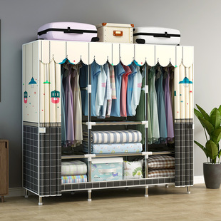 Fabric Wardrobe Simple Cloth Wardrobe Thickened Mobile Combination Hanging Clothes Disassembly and Assembly Firm Steel Frame Folding Cabinet