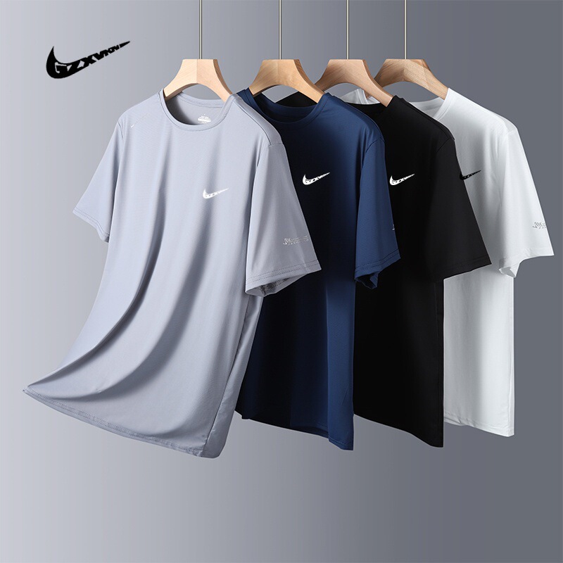 Ice-Feel Short-Sleeved T-Shirt for Men in Summer, Men's Running Fitness Shirt, Ice Silk Quick-Drying Shirt, Men's Elastic Sports Top