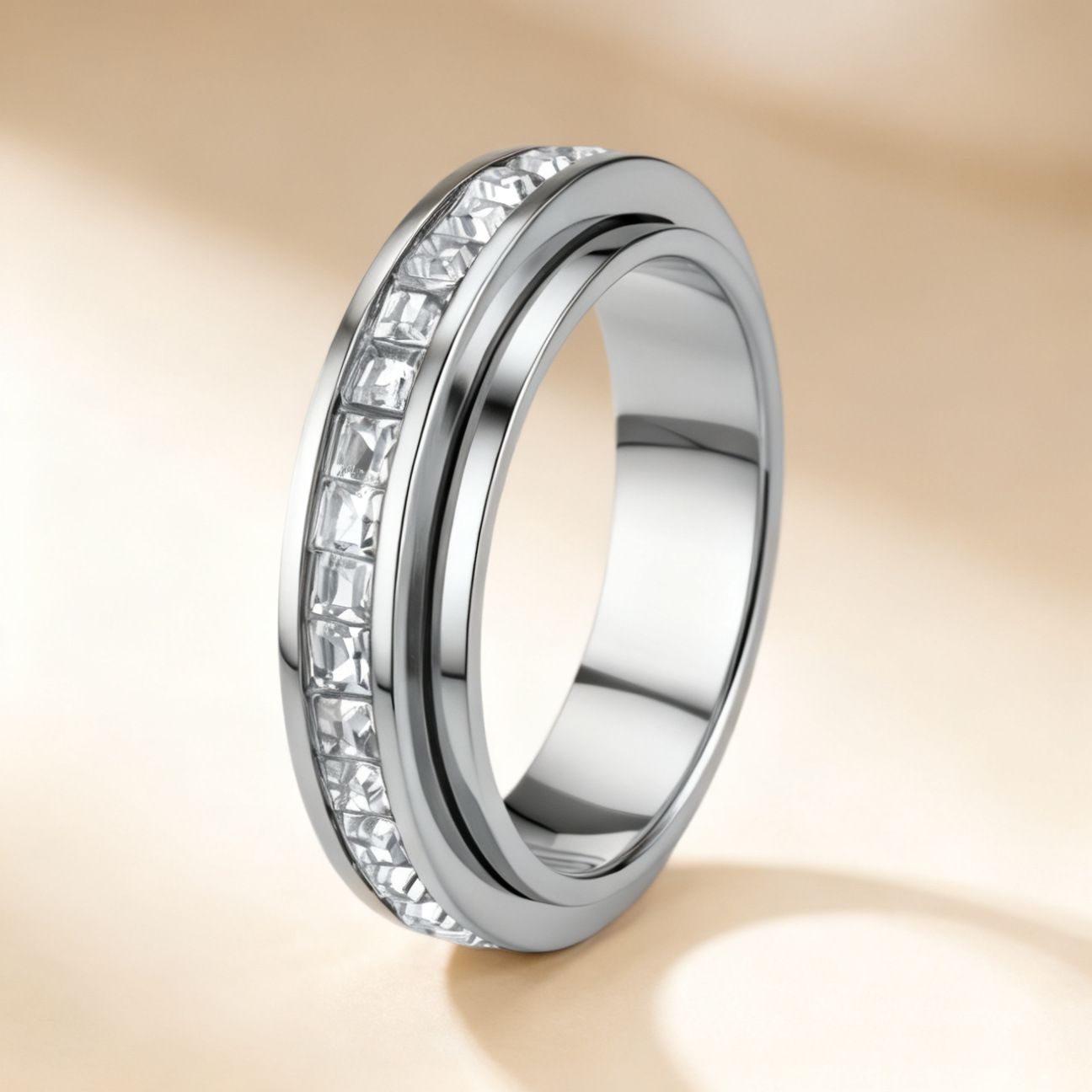 Anillo de acero inoxidable, nicho femenino, lujo ligero de alta gama, sin decoloración, oro rosa, diseño de gypsophila, joyería femenina