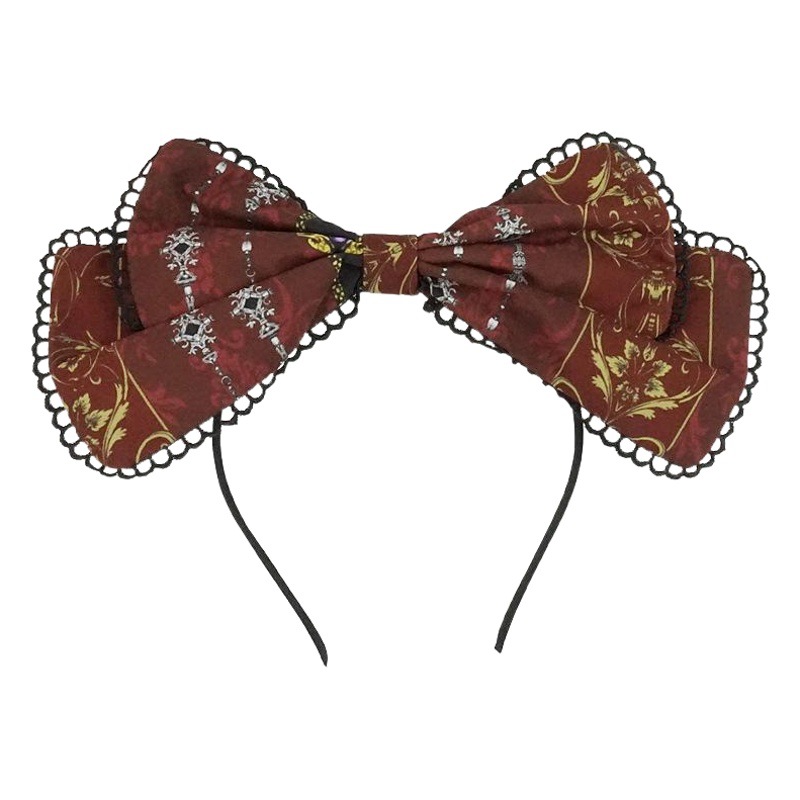 Diadema Lolita con Moño de Tela Hecho a Mano