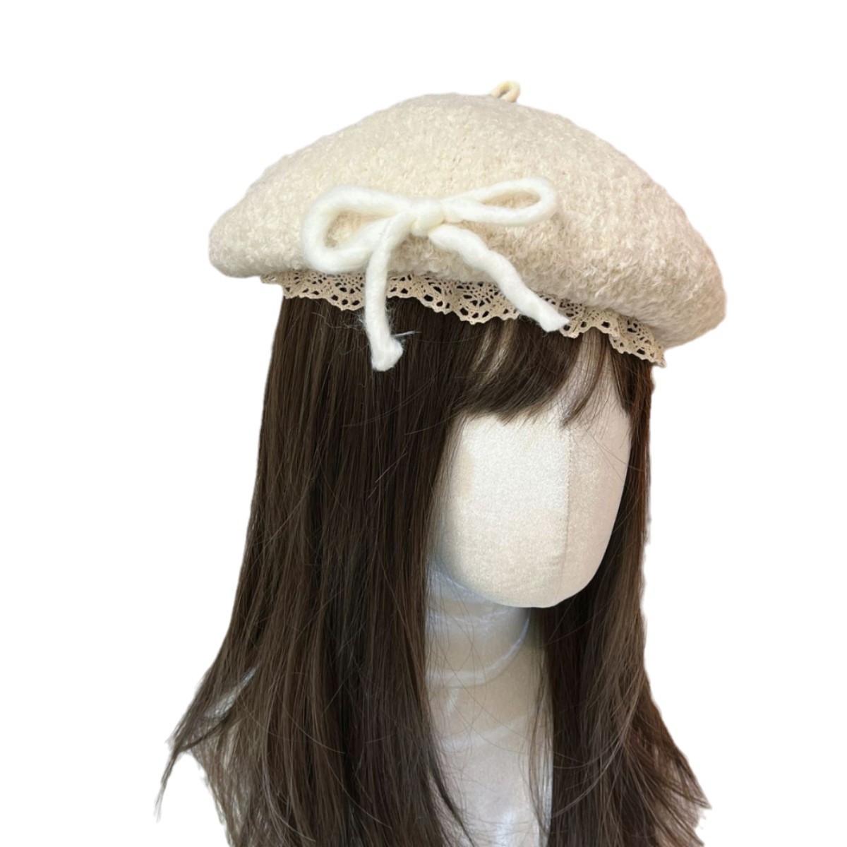 Lammeulds baret med sløjfe til kvinder efterår vinter varm_voghion.com