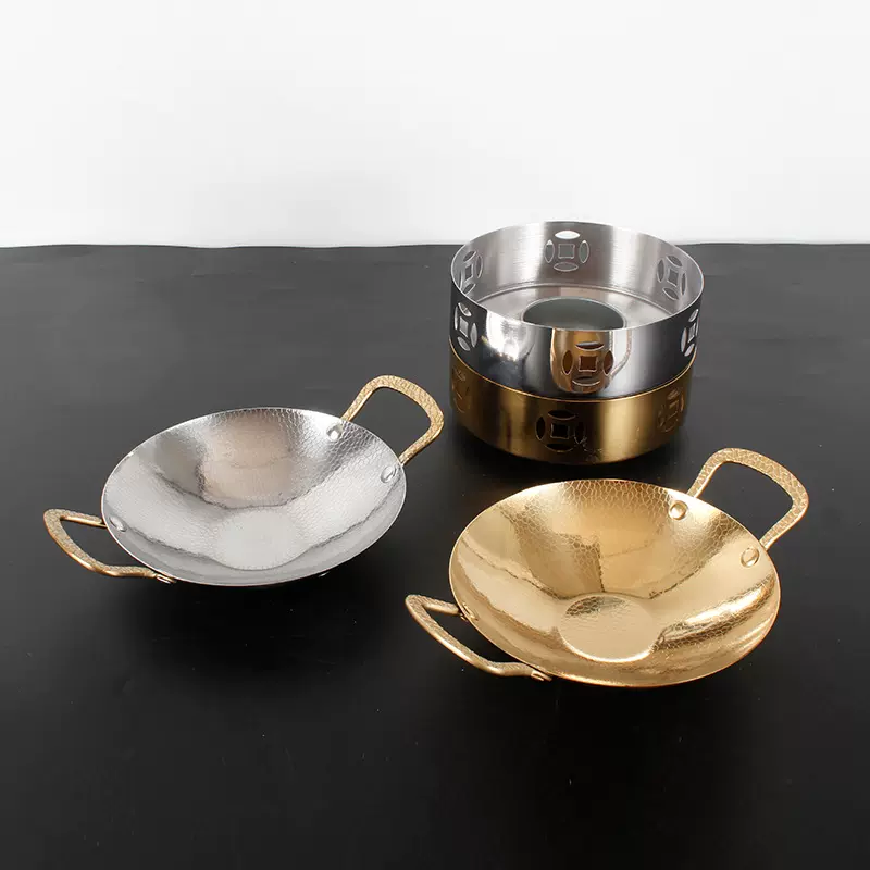 加厚不锈钢酒精炉干锅套装商用户外明火保温锅具酒店防烫小火锅