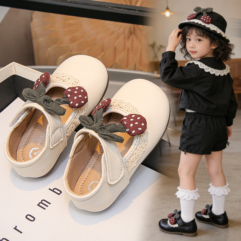 Zapatos de princesa de niñas de encaje zapatos de cuero 2026 nuevos niños Mary Zhenzhao boca simple zapatos de bebé zapatos de beans image 4