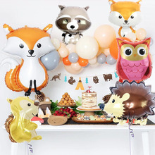 跨境热销森林动物系列铝膜气球狐狸浣熊松鼠刺猬铝箔气球生日装饰