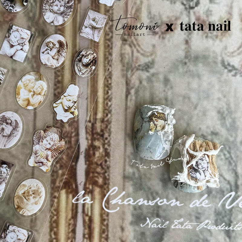 Ta802 Thin Tough Tata&Tomoni Collaboration Japanese Style Manicure Stickers Adhesive Nail Stickers White Bohemian