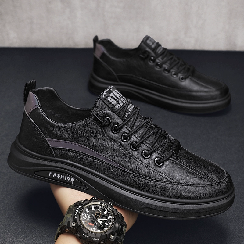 Рабочая обувь, мужская осенняя дышащая повседневная кожаная обувь, черная рабочая обувь для шеф-повара, кухонная нескользящая водонепроницаемая и маслостойкая мужская обувь с защитой труда