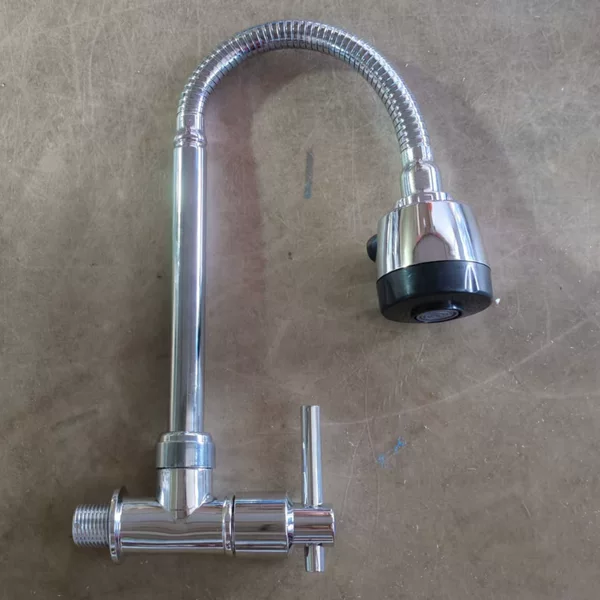 Foreign Trade Round Horizontal Single Cold Vegetable Basin Tap into the Wall Horizontal Vegetable Washing Basin Tap 4 Points Single Cold Tap