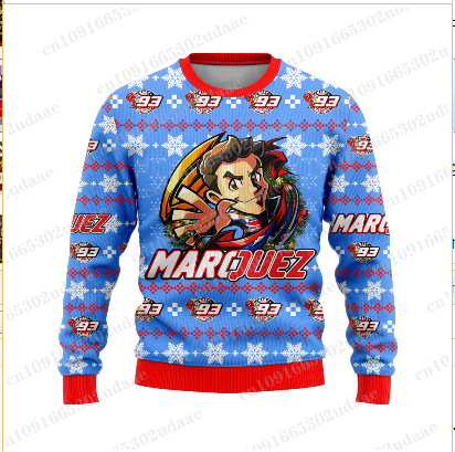 2024 venta caliente 3D impresión digital spot hombres casual todo-fósforo hombro de manga larga suéter suelto cuello redondo