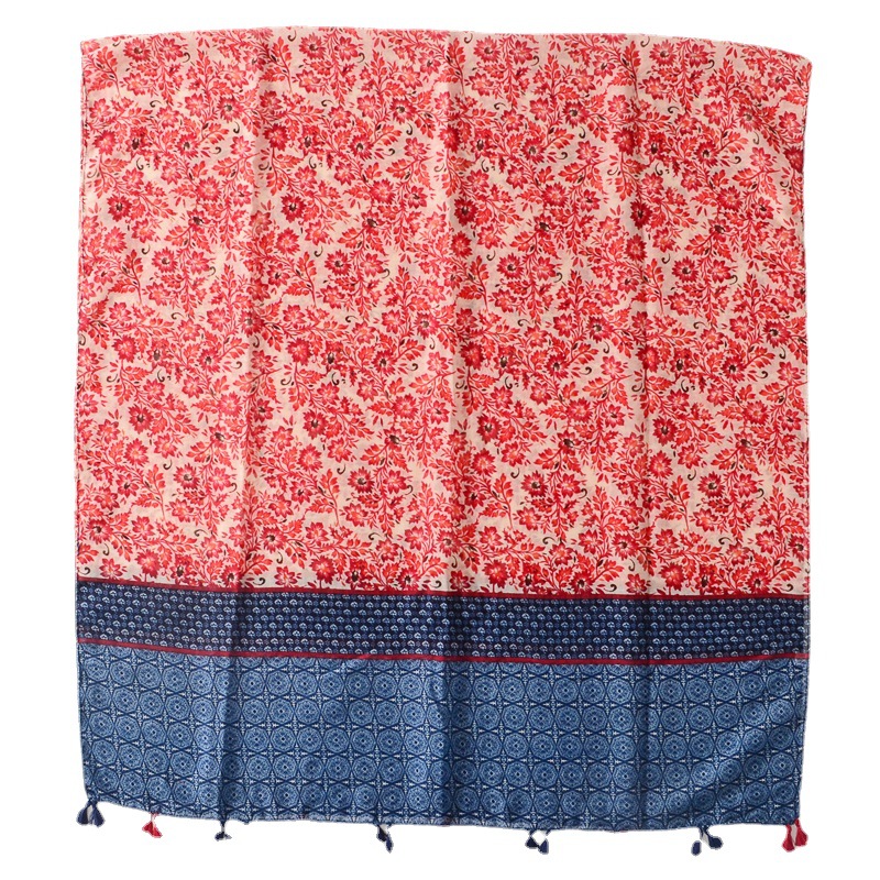 2023 nuevo estilo étnico bufanda viajes protector solar Toalla de playa al aire libre de doble uso aire acondicionado chal de algodón y lino sensación bufanda