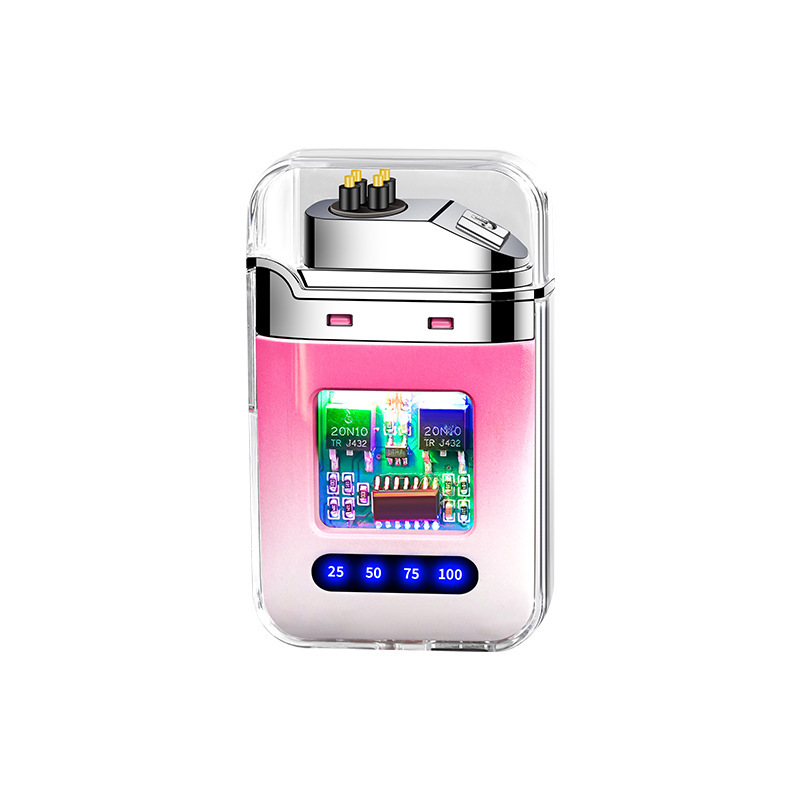 充電ライター透明シェルグラデーション色防水電子パルス防風ダブルアーク点煙彼氏プレゼント|undefined
