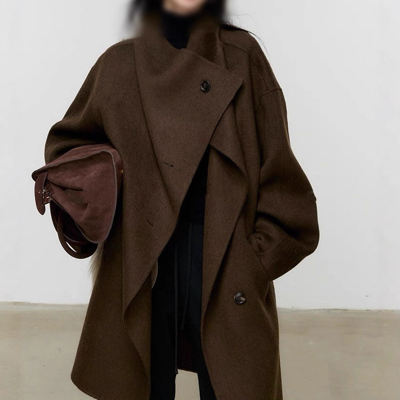 [Off-Season Special Designer Style] Double-Sided Wool Coat Autumn and Winter Long Personalized Premium Wool Coat for Women