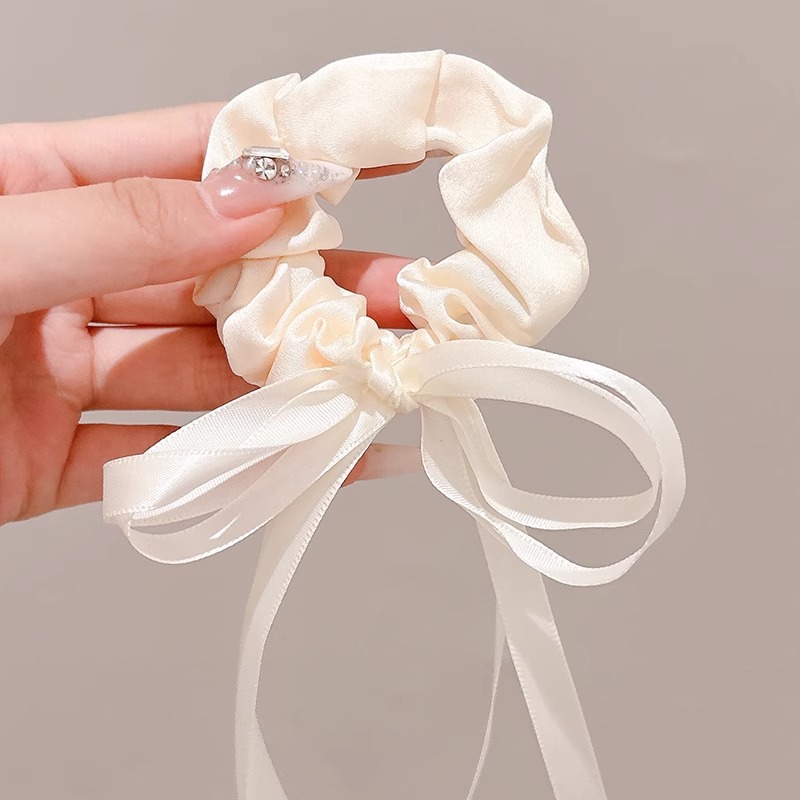 Francés punto de onda gris negro arco de bolas de cabello de bolas de cabello de alta elasticidad correa de cabello joyas de cabello