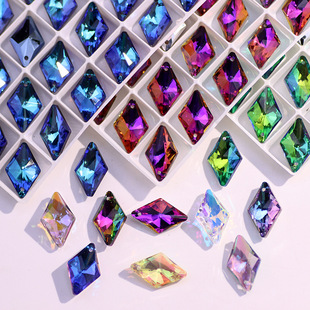 Cross-border hot diamond square unilateral hole pendant crystal drill DIY necklace earrings bracelet jewelry accessories wholesale
