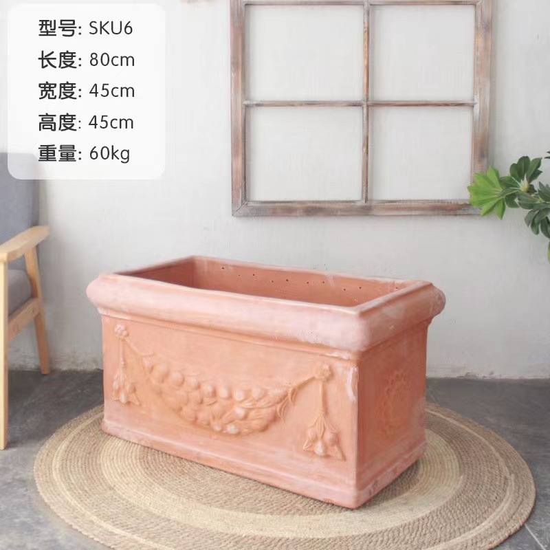 maceta de barras largas maceta de cerámica roja cuadrada maceta de hortalizas maceta de flores cajas de flores pequeñas aceitunas comercio exterior maceta de cerámica americana estilo romano