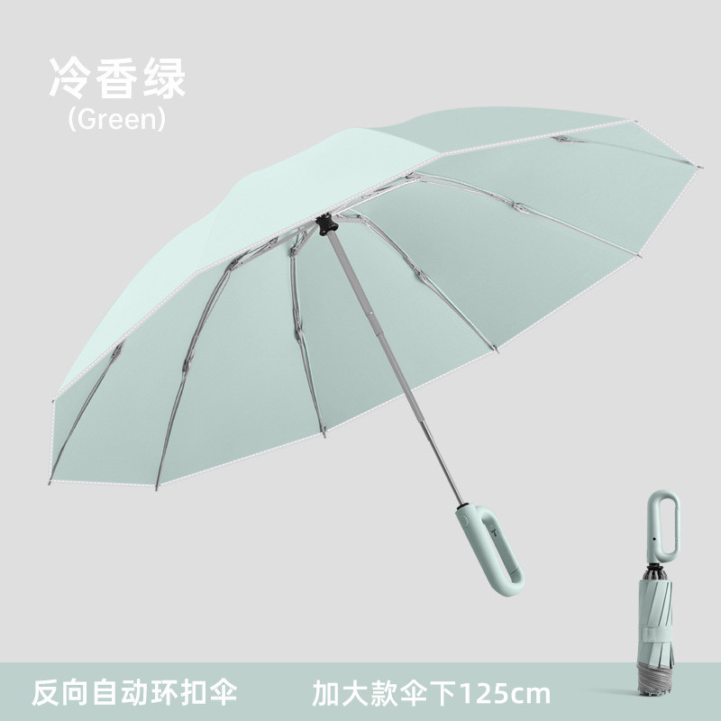国境を越えた自動折りたたみ傘、リングバックル傘、特大サイズ、耐風性、強化、厚手、晴雨兼用傘、携帯用日傘