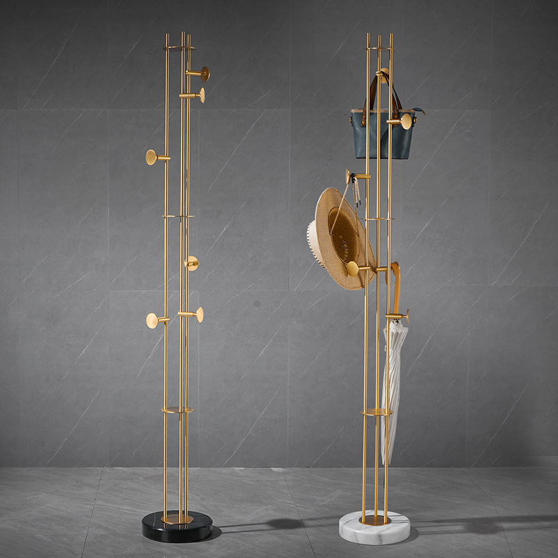 Germany 2026 Creative Light Luxury Nordic Brass Floor-Standing Coat Rack Marble Bedroom Towel Bar Clothes Rack for Home Use