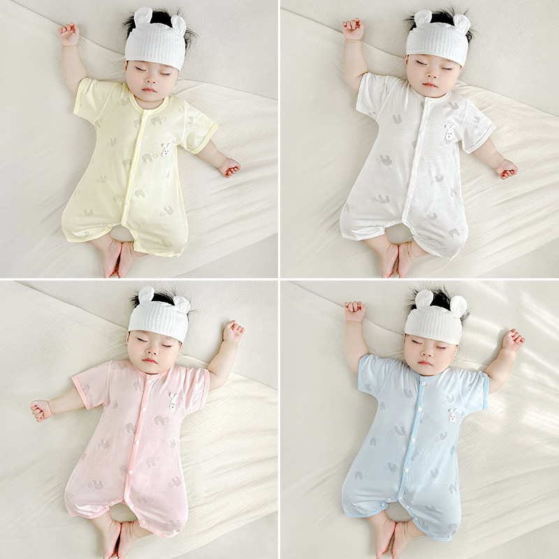 Mono de bebé verano para hombres y mujeres, mameluco delgado de manga corta, ropa de verano para bebés, ropa de escalada transpirable, ropa para recién nacidos