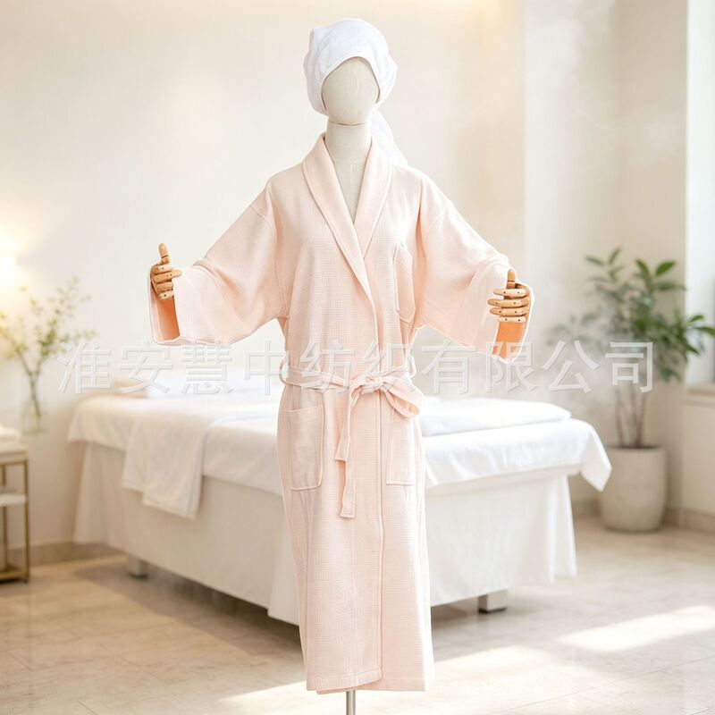 Wholesale Cotton Hotel Waffle Pink Bathrobe Spa Spa Club Beauty Salon Robe Custom Logo Wholesale Cotton Hotel Waffle Pink Bathrobe Spa Spa Club Beauty Salon Robe Custom Logo