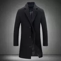 AliExpress 2019 внешняя торговля мужская длинная сплошная однобортовая ветровка европейская и американская повседневная шерстяная куртка оптом