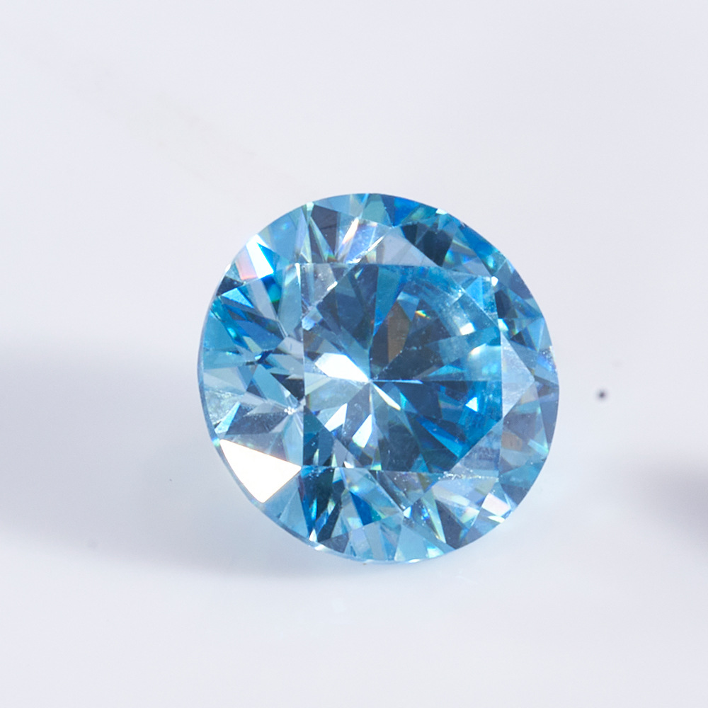 1 quilates de piedra de mosaico colorida redonda ocho corazones ocho flechas azul marino Wuzhou gemas artificiales piedra desnuda al por mayor