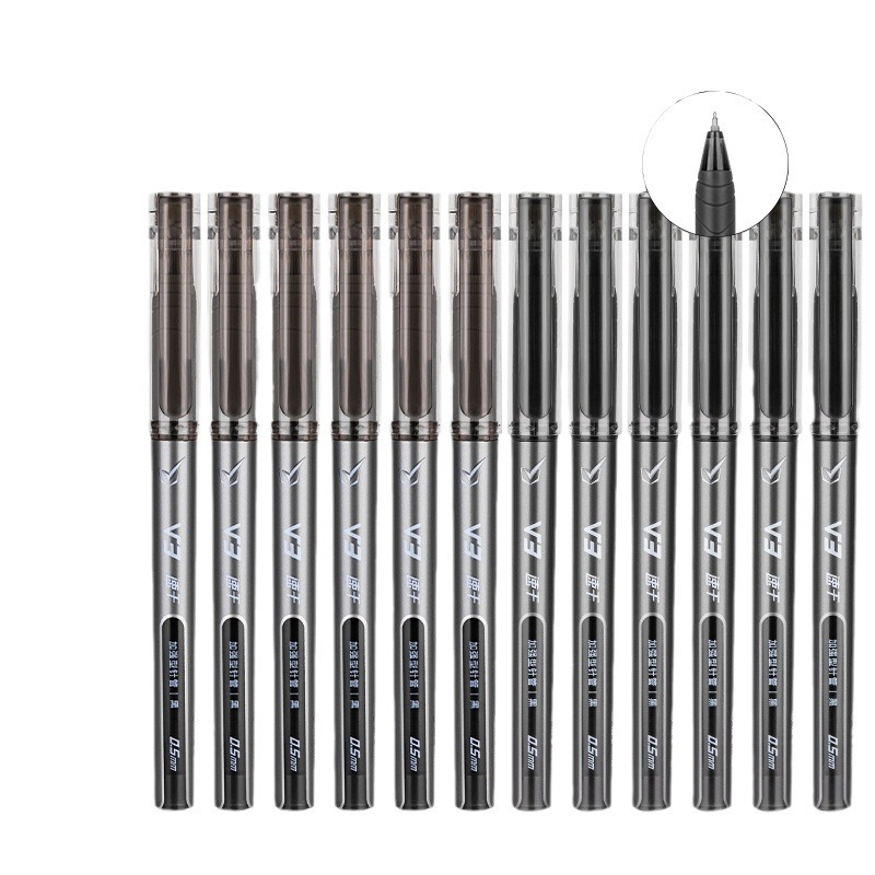 Deli prueba los estudiantes utilizan 0,5mm aguja tubo de carbono negro gel pluma suave prensa firma pluma de agua